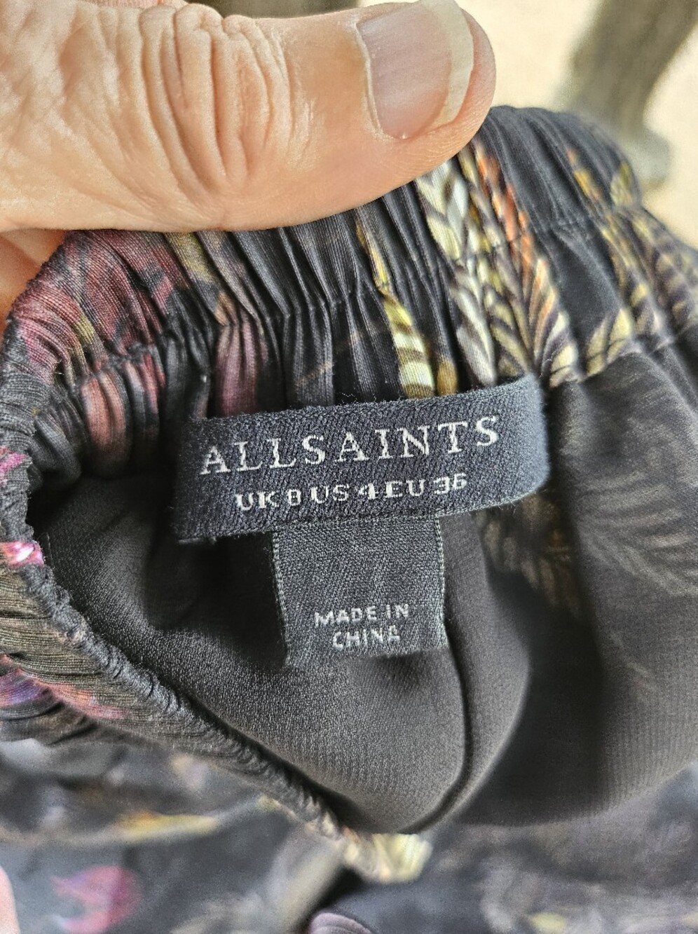 AllSaints Asta Viviana Black Silk Linen Blend Maxi Skirt (8) & Blouse (6) Set - Picture 16 of 16
